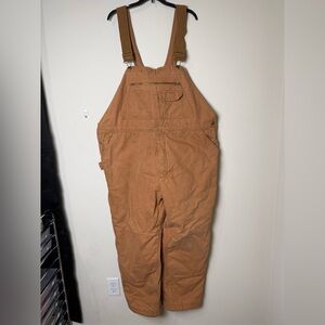 KEY Overalls Mens 2XLT Reg Brown Canvas Insulated Quilted Lined Canvas Workwear